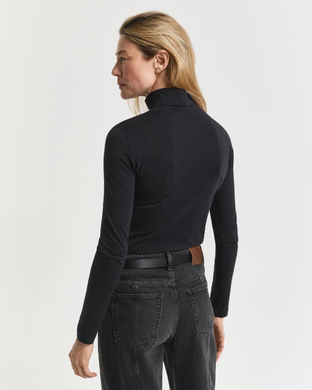 Gant Lightweight Cotton Turtleneck Top Black