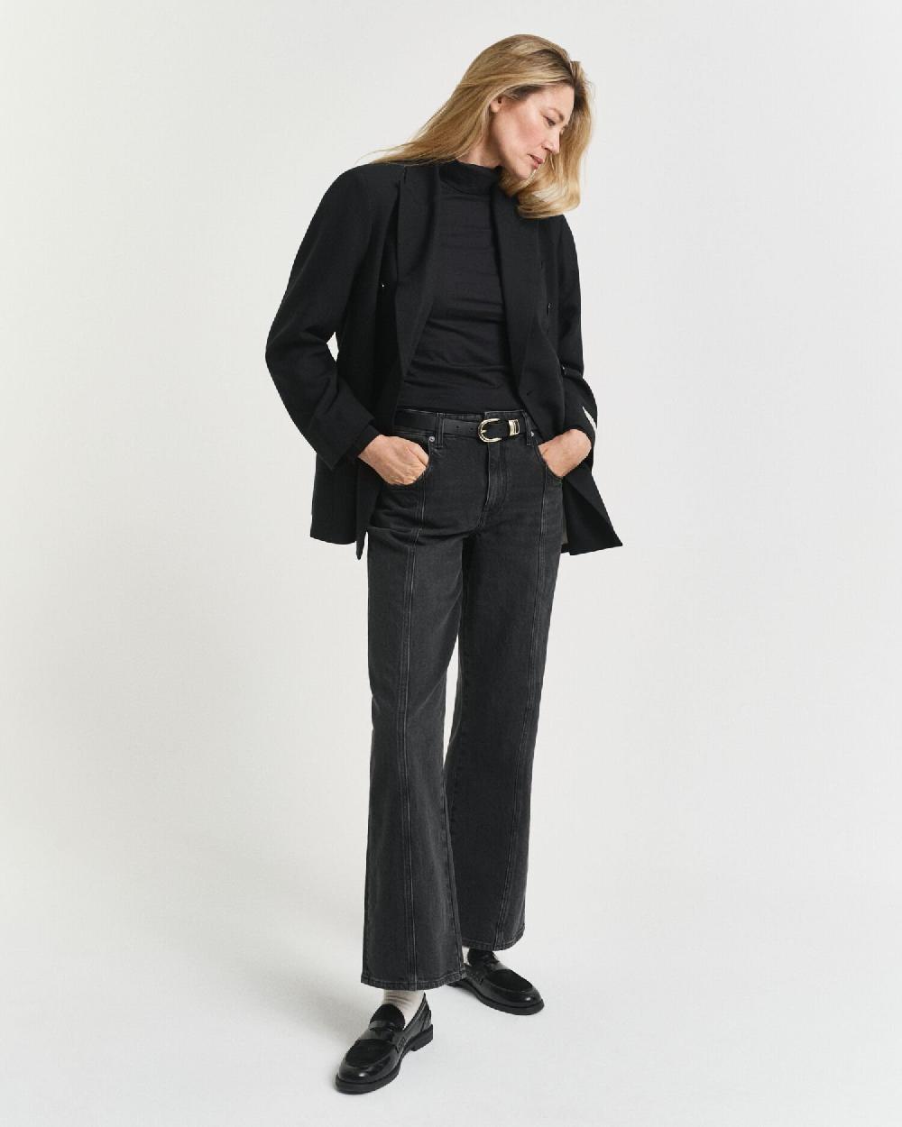 Gant Lightweight Cotton Turtleneck Top Black