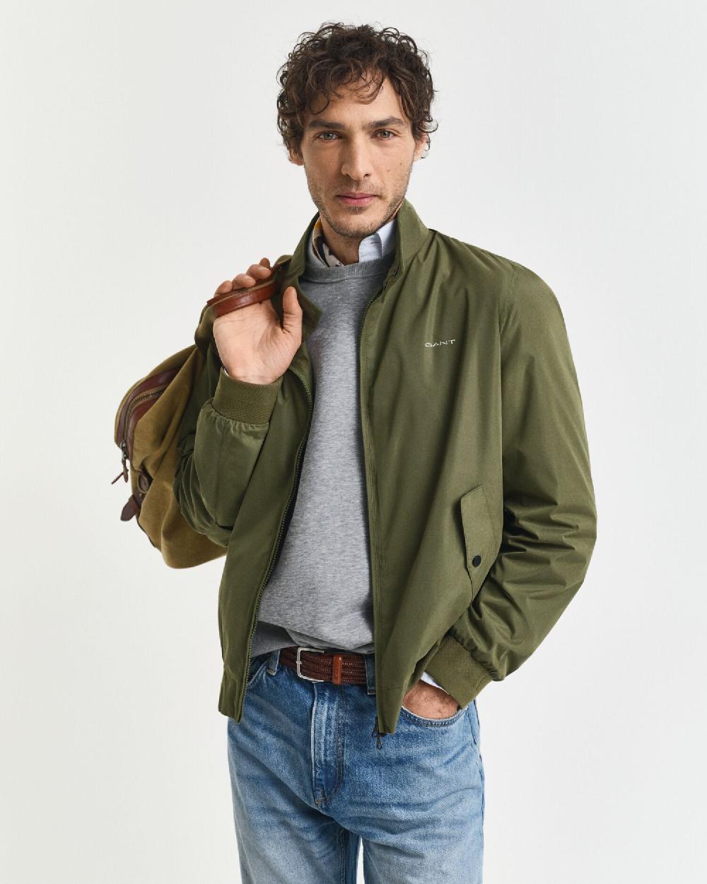 gant Lightweight Harrington Jacket moss green