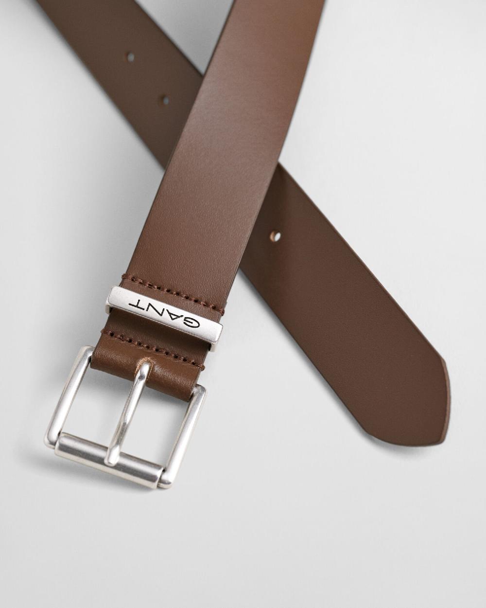 Gant Logo Leather Belt Weathered Brown