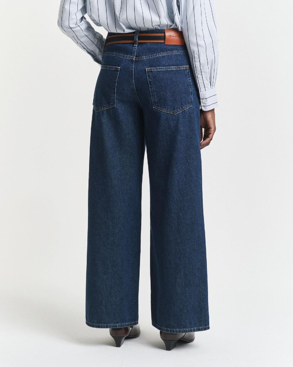 Gant Low-Rise Wide Leg Jeans Dark Blue Worn In