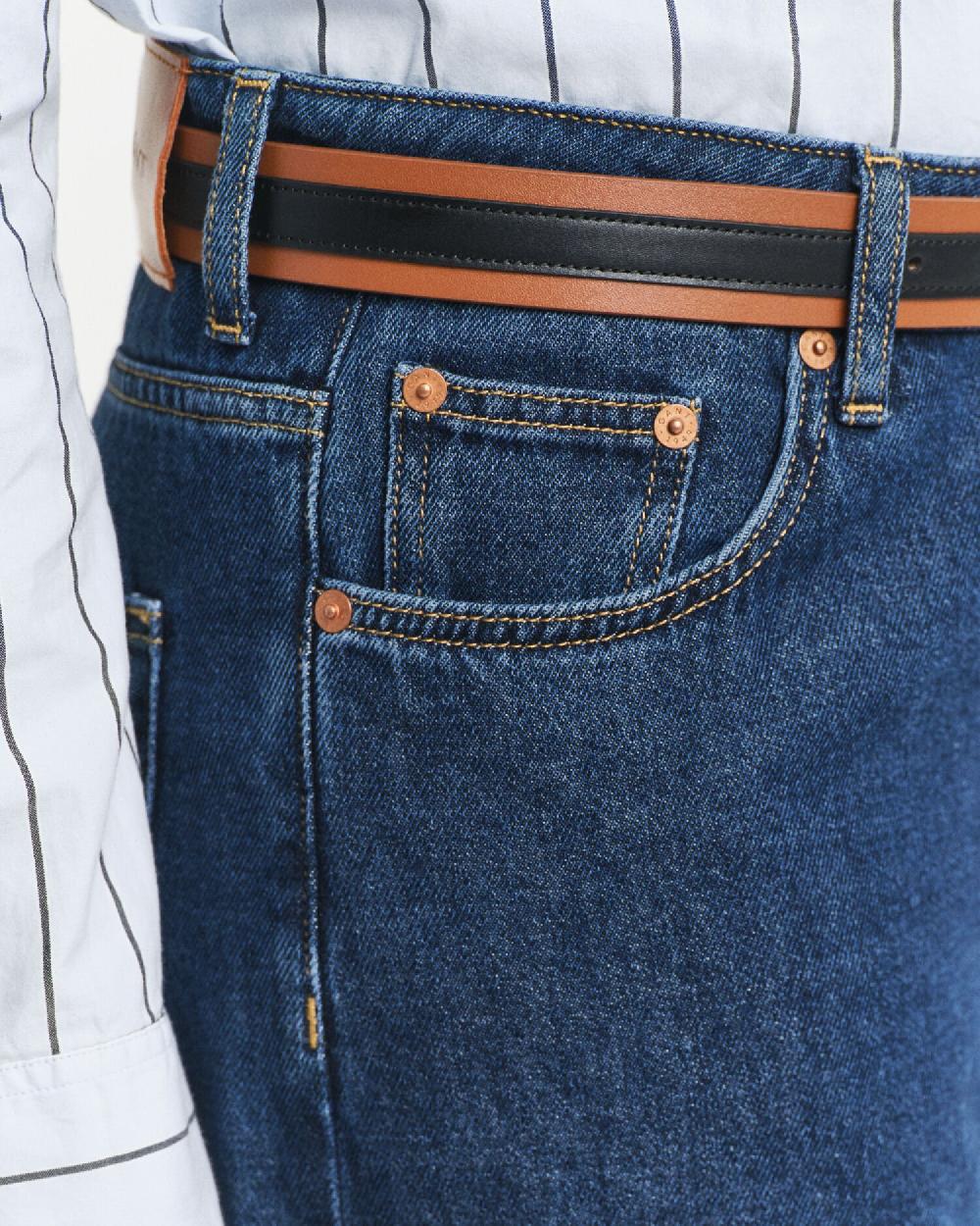 Gant Low-Rise Wide Leg Jeans Dark Blue Worn In