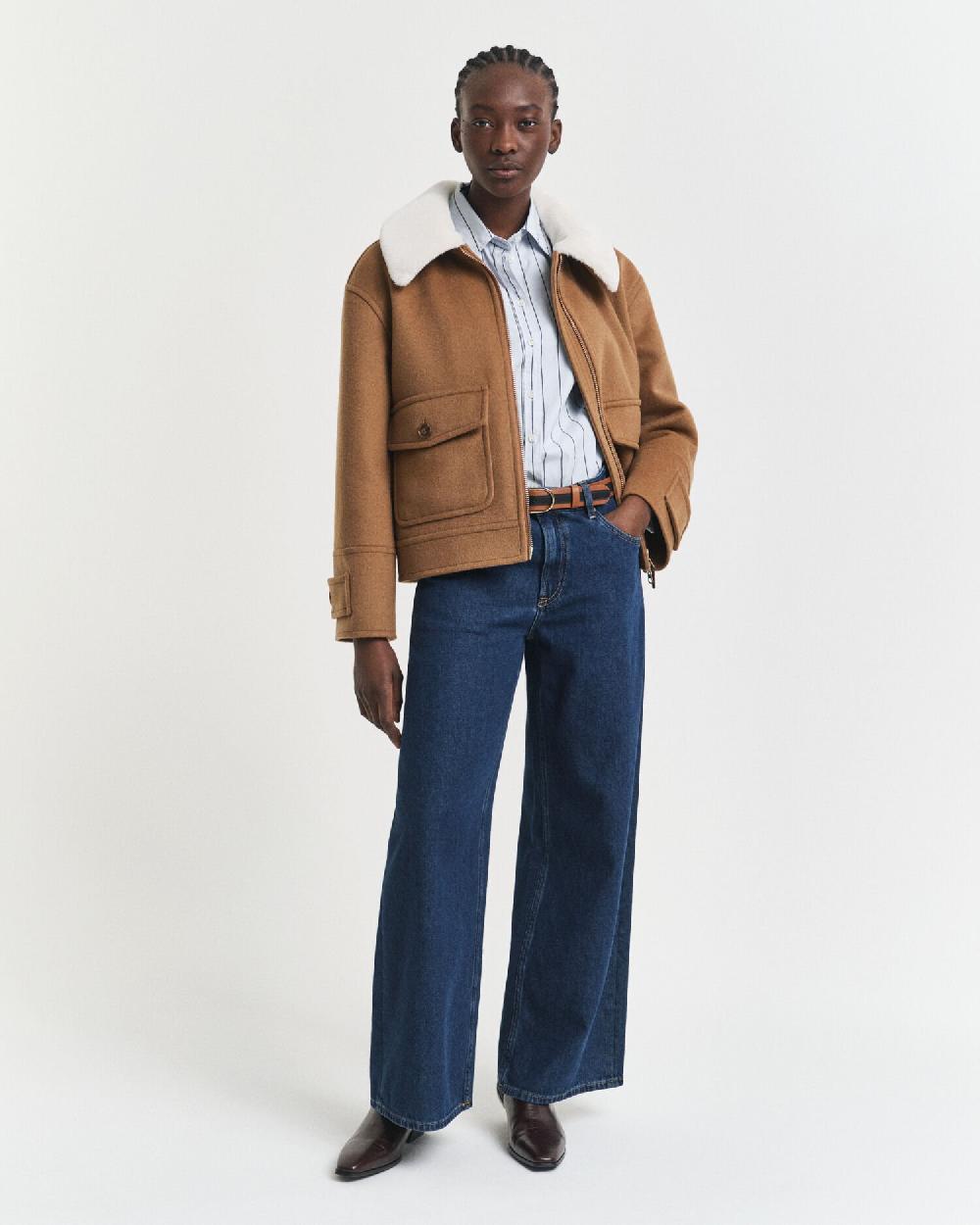 gant Low-Rise Wide Leg Jeans dark blue worn in
