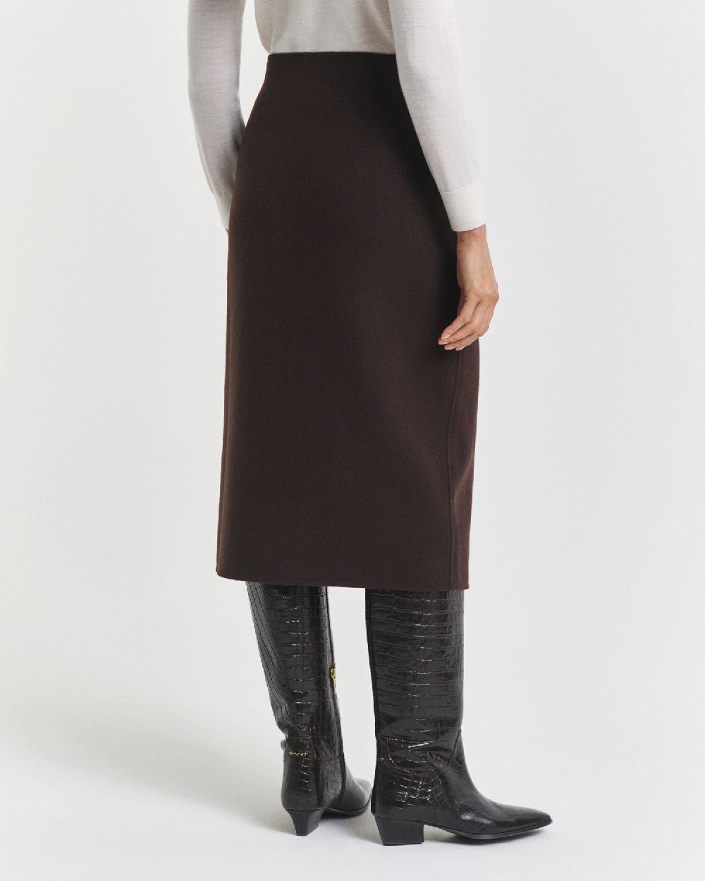 Gant Midi Handstitched Wrap Skirt Deep Brown