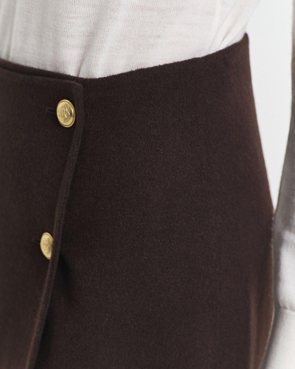 Gant Midi Handstitched Wrap Skirt Deep Brown