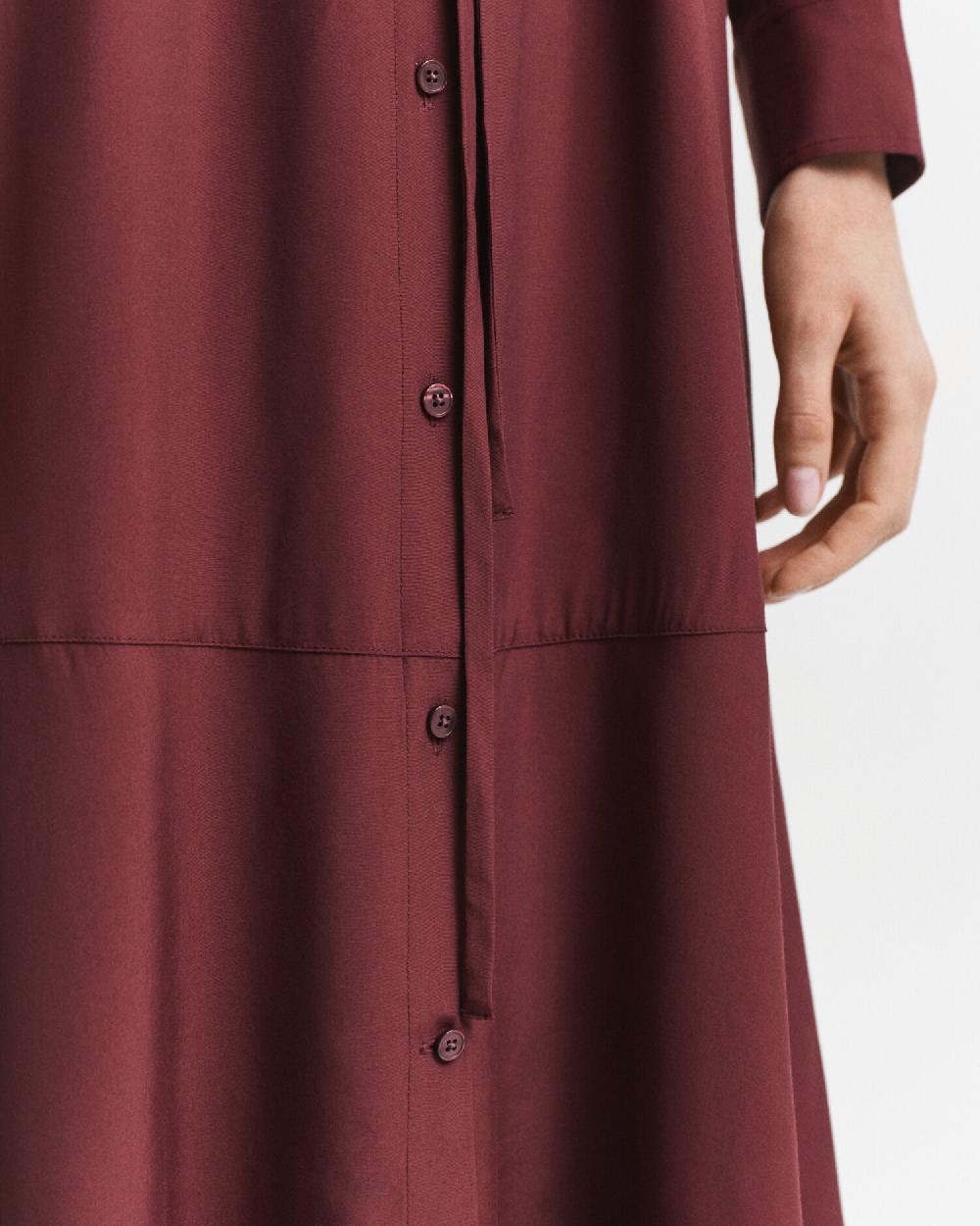 Gant Midi Viscose Shirt Dress Plum Wine