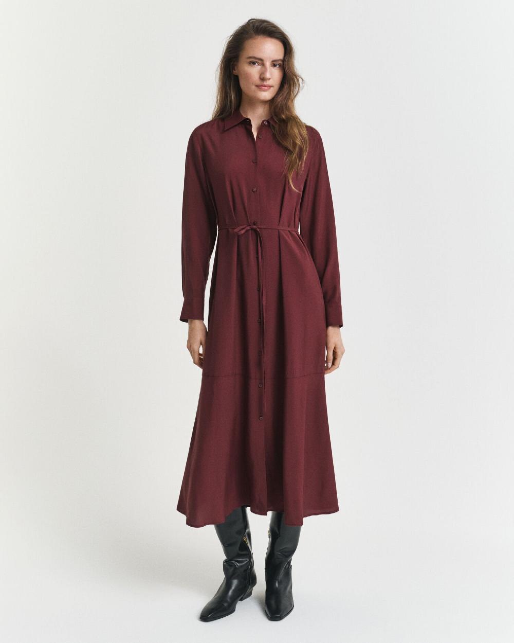 gant Midi Viscose Shirt Dress plum wine