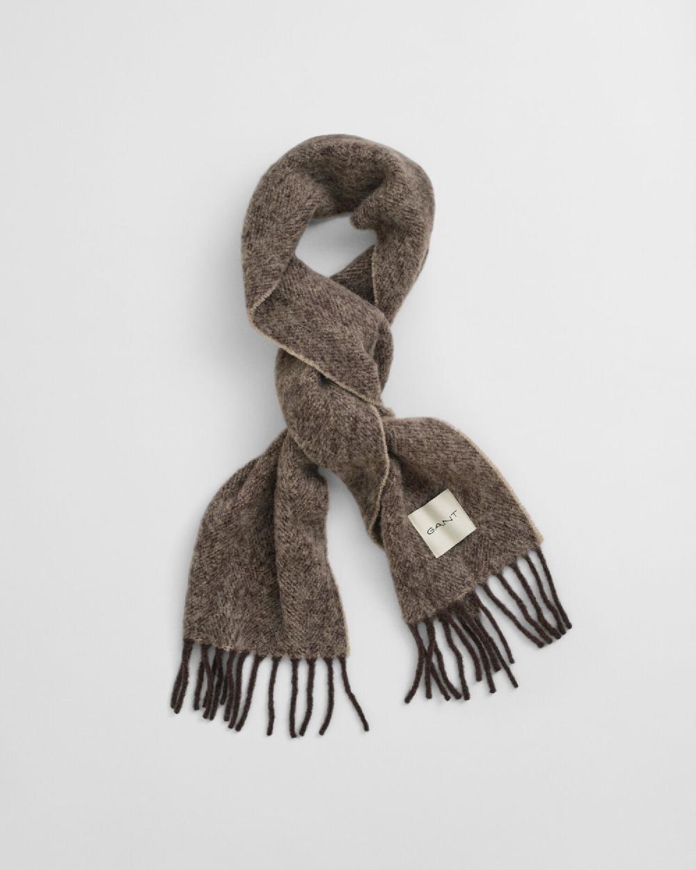 Gant Mohair Alpaca Herringbone Scarf Deep Brown