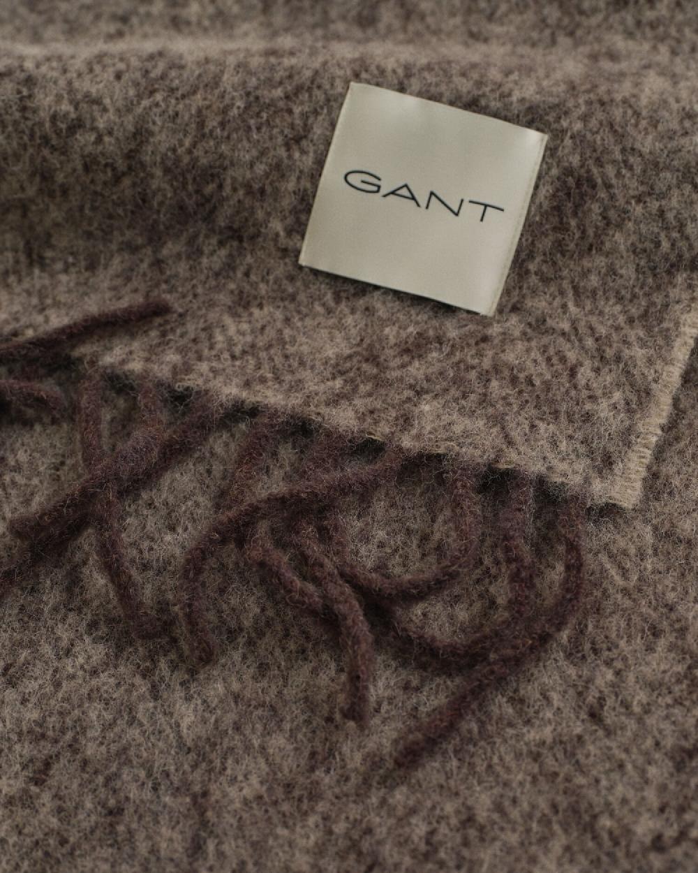 Gant Mohair Alpaca Herringbone Scarf Deep Brown