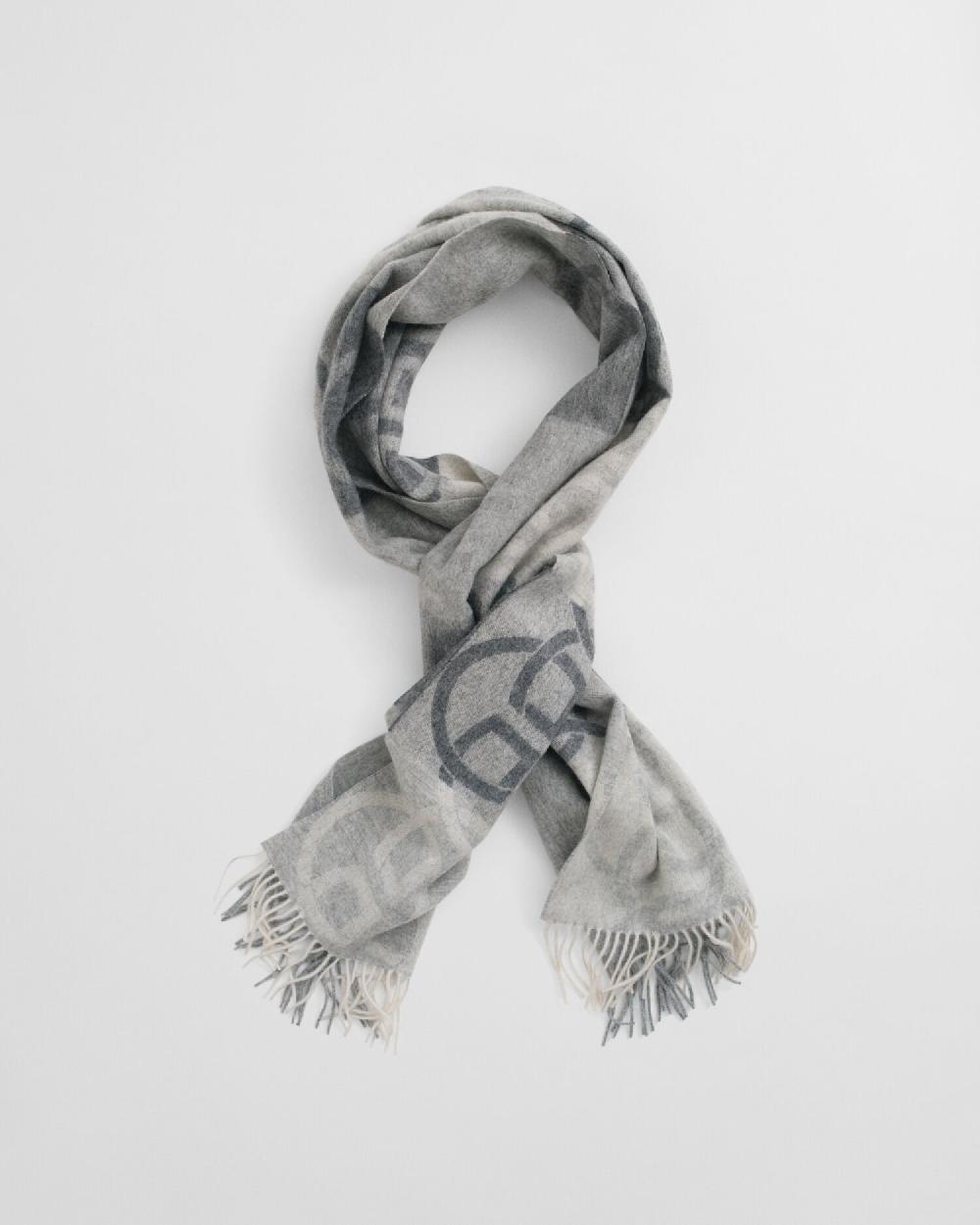 Gant Monogram Wool Scarf Charcoal Melange