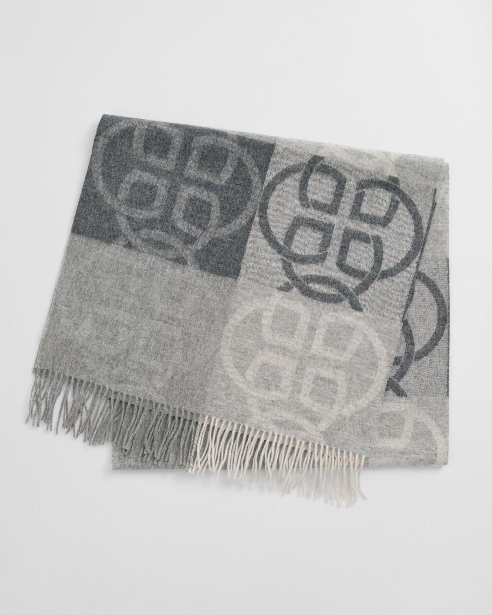 gant Monogram Wool Scarf charcoal melange