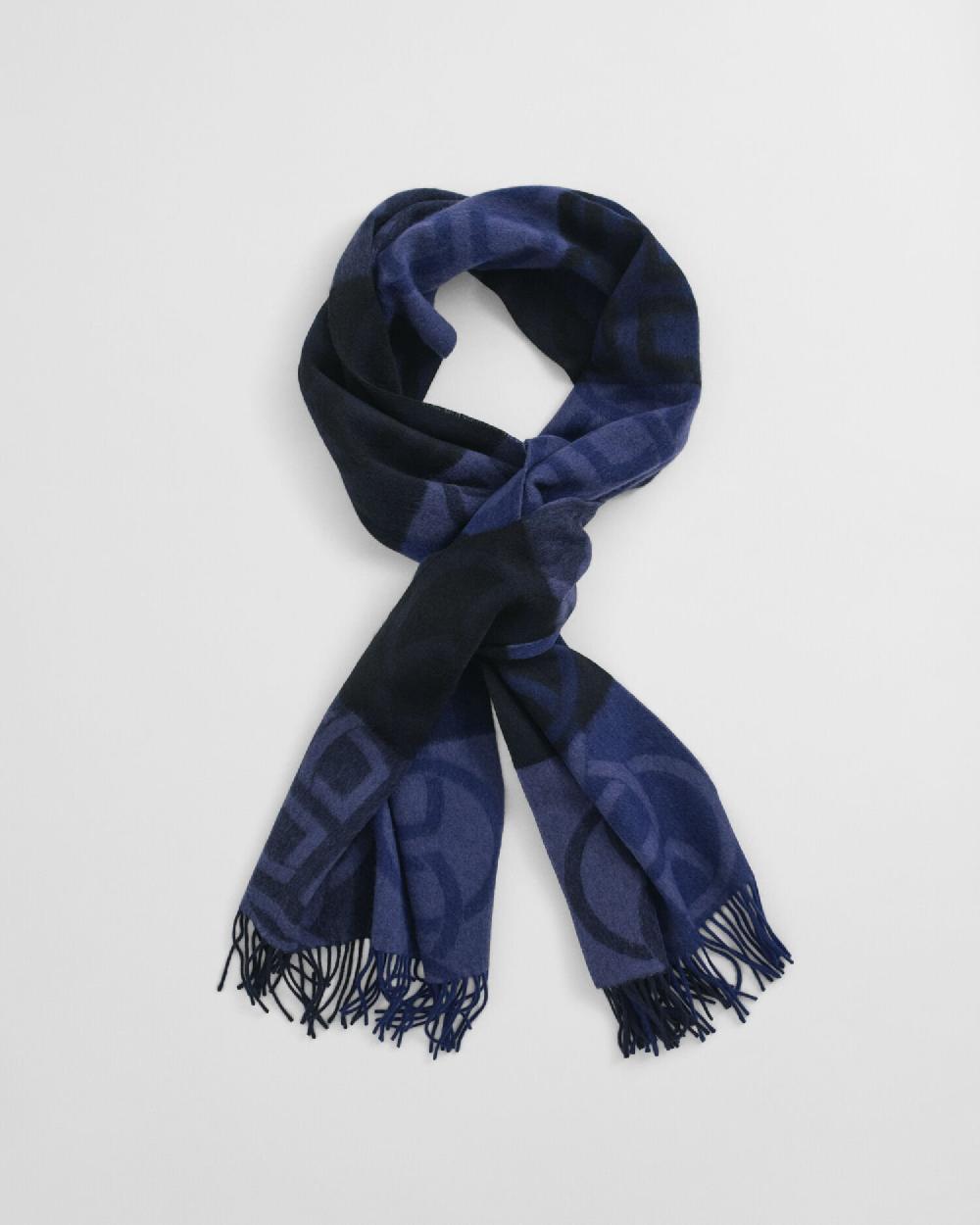 Gant Monogram Wool Scarf Evening Blue