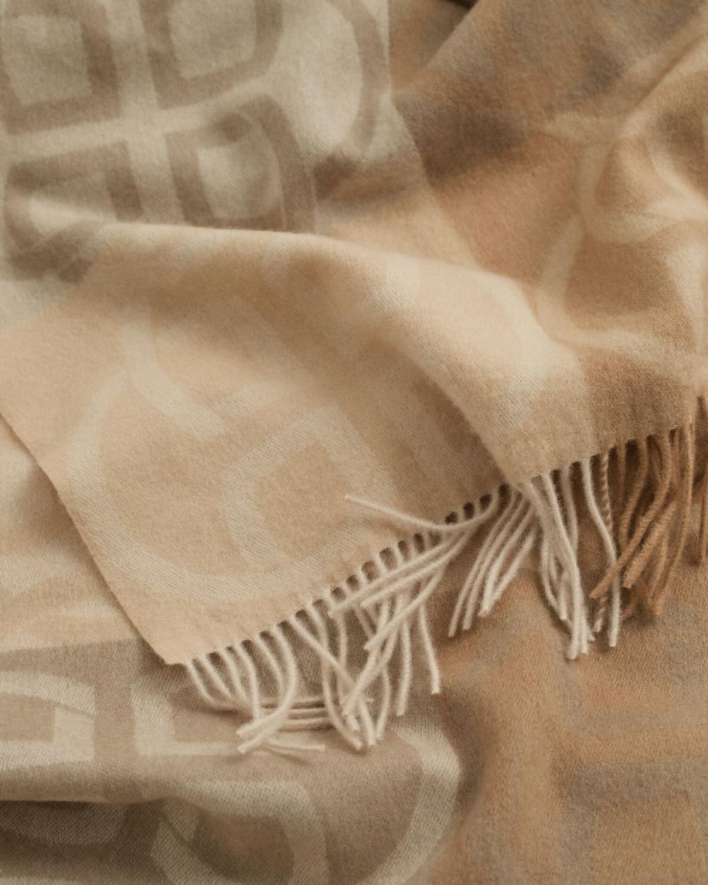 Gant Monogram Wool Scarf Warm Khaki