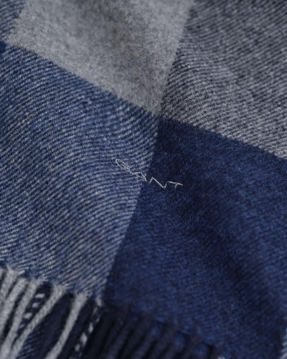 Gant Multi Checked Wool Scarf Dark Grey Melange