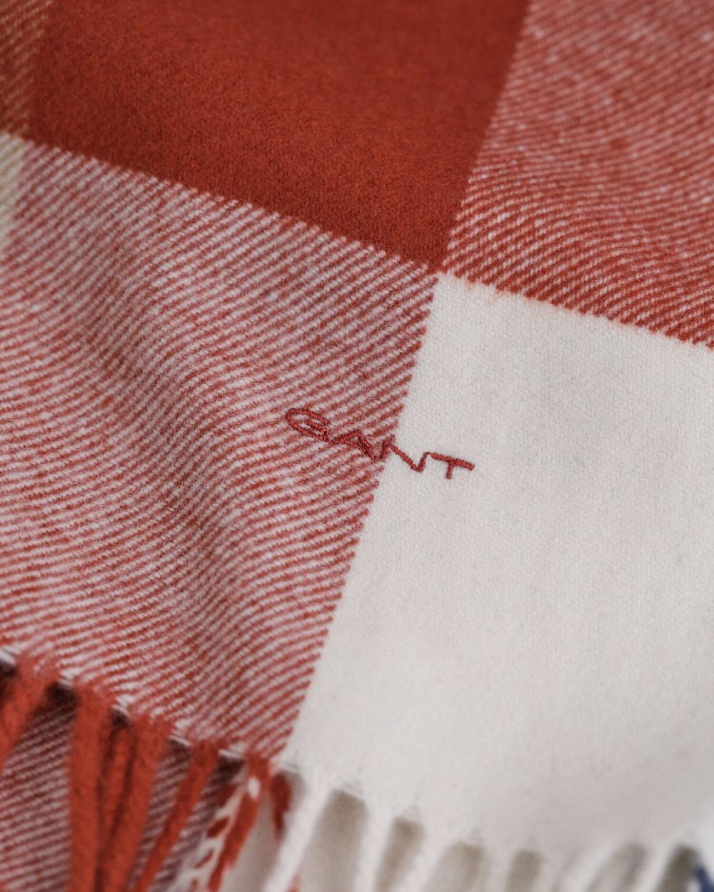 Gant Multi Checked Wool Scarf Modern Rust