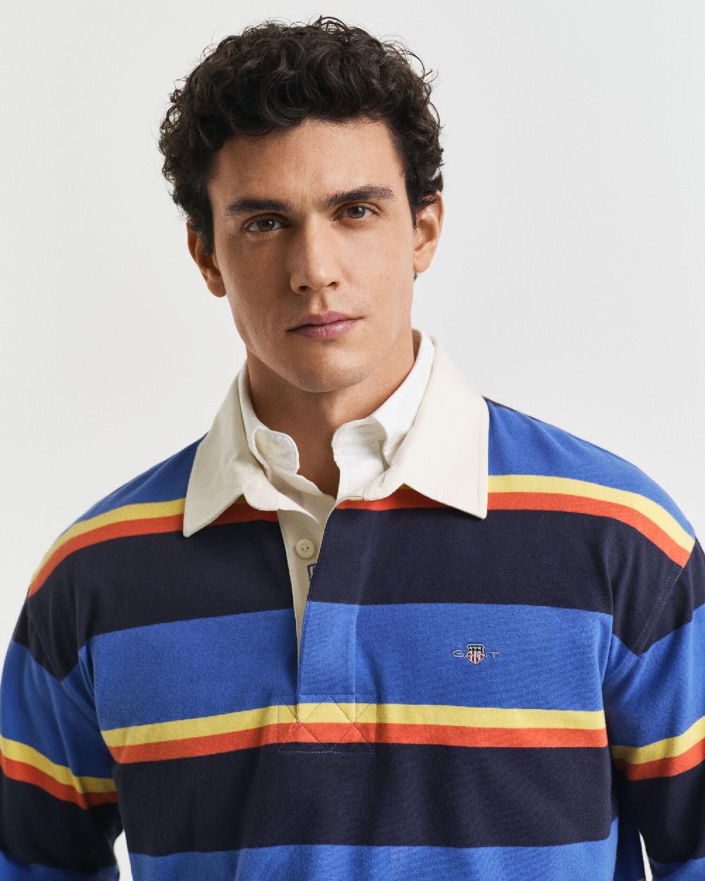 Gant Multi Striped Heavy Rugger Rich Blue