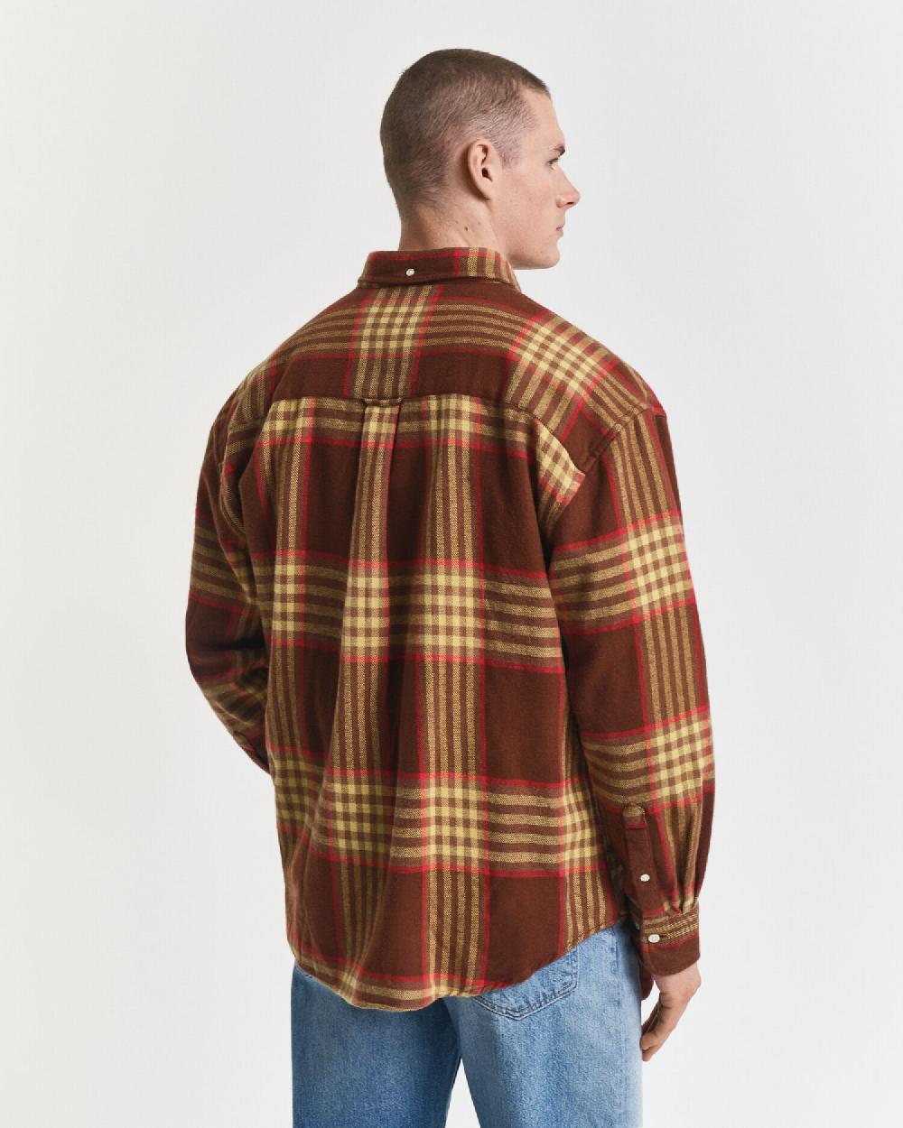 Gant Oversized Flannel Twill Shirt Mahogany Brown