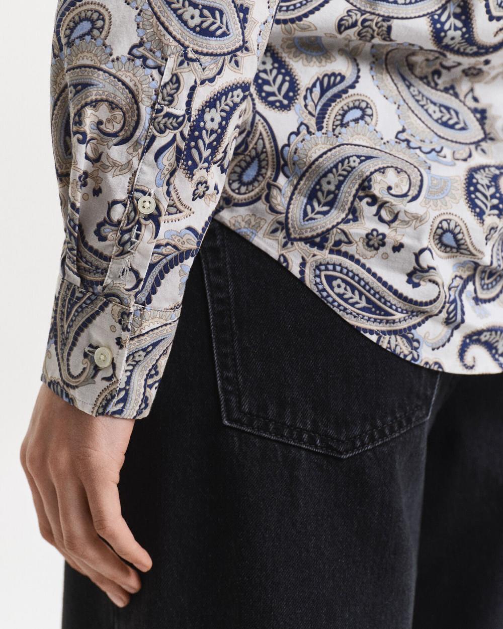Gant Paisley Cotton Voile Shirt Persian Blue