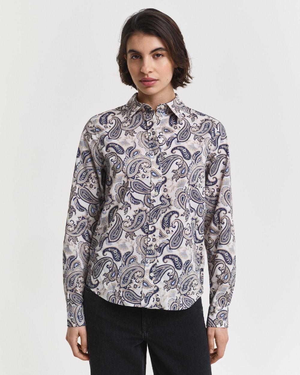 Gant Paisley Cotton Voile Shirt Persian Blue