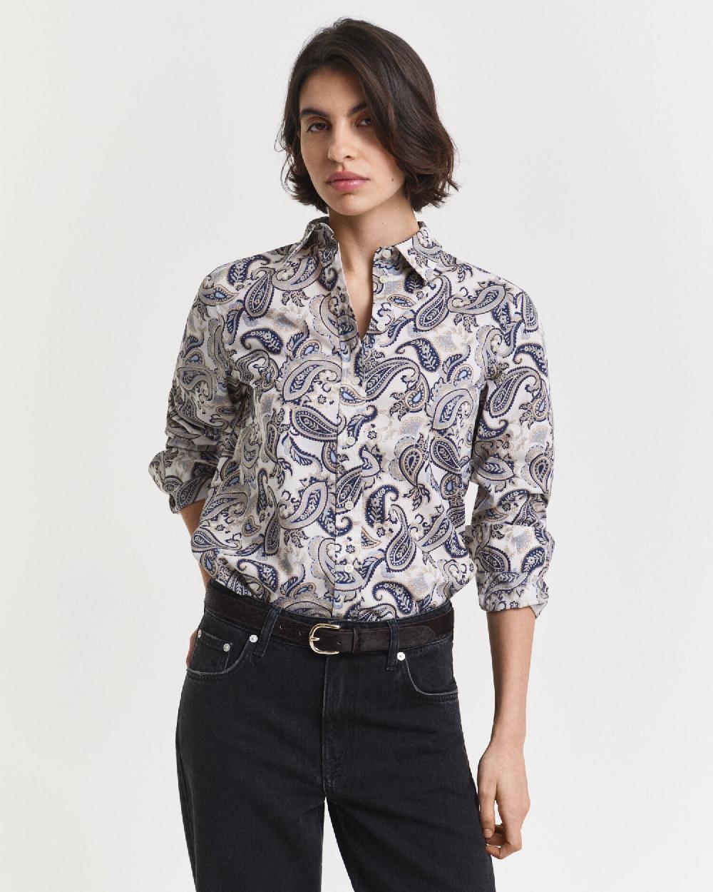 gant Paisley Cotton Voile Shirt persian blue