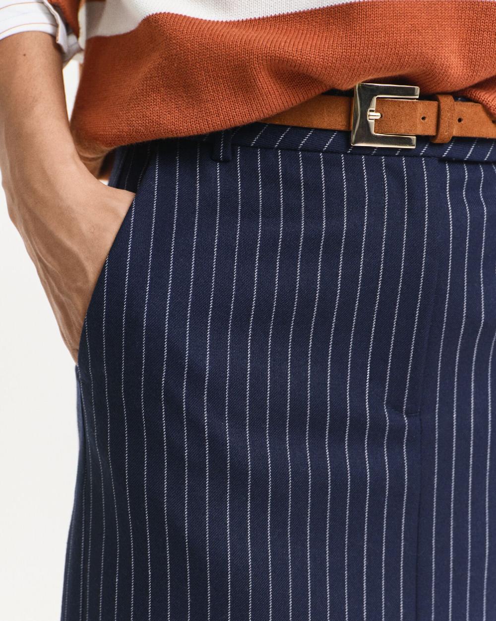 Gant Pinstriped Midi Skirt Evening Blue