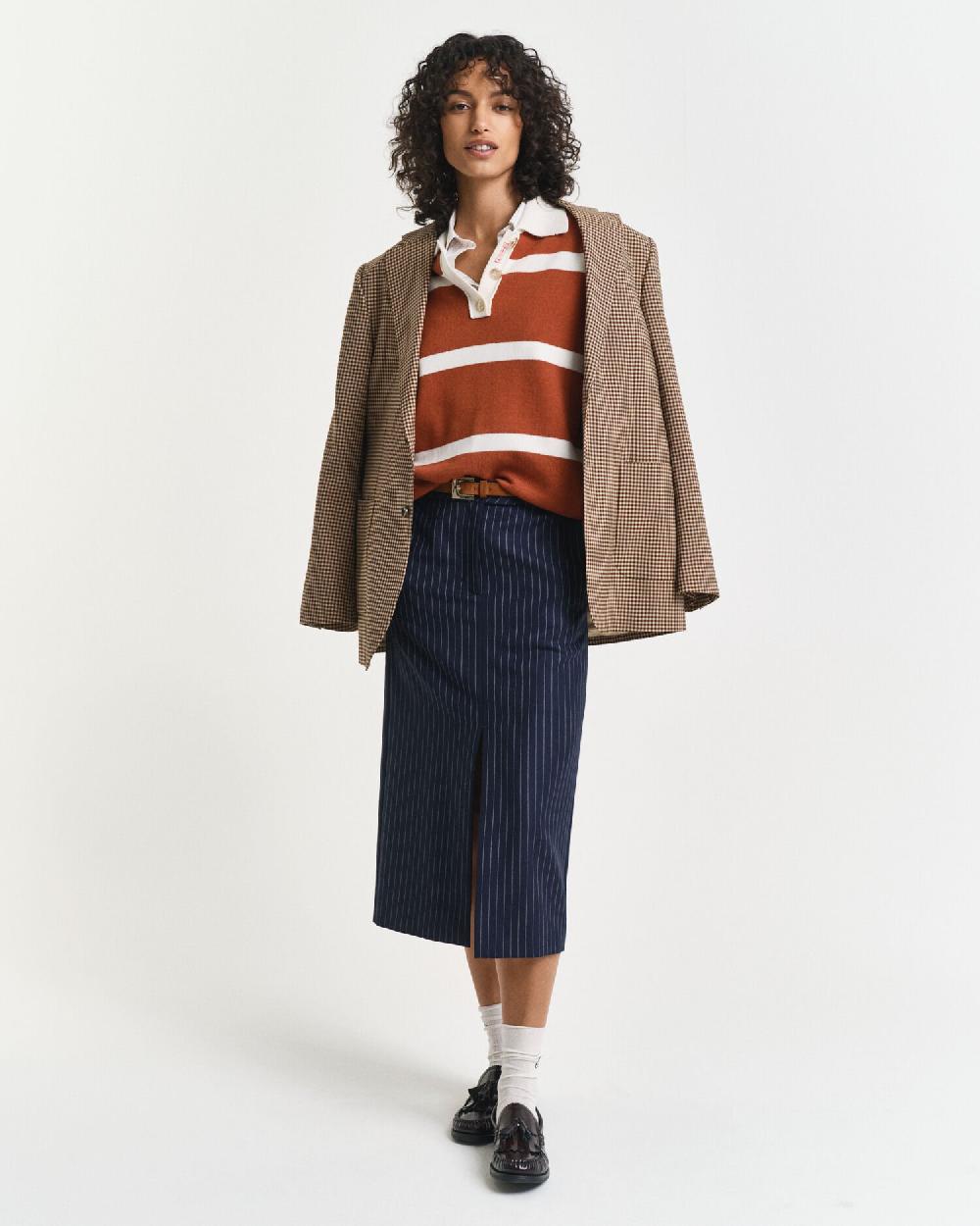 gant Pinstriped Midi Skirt evening blue