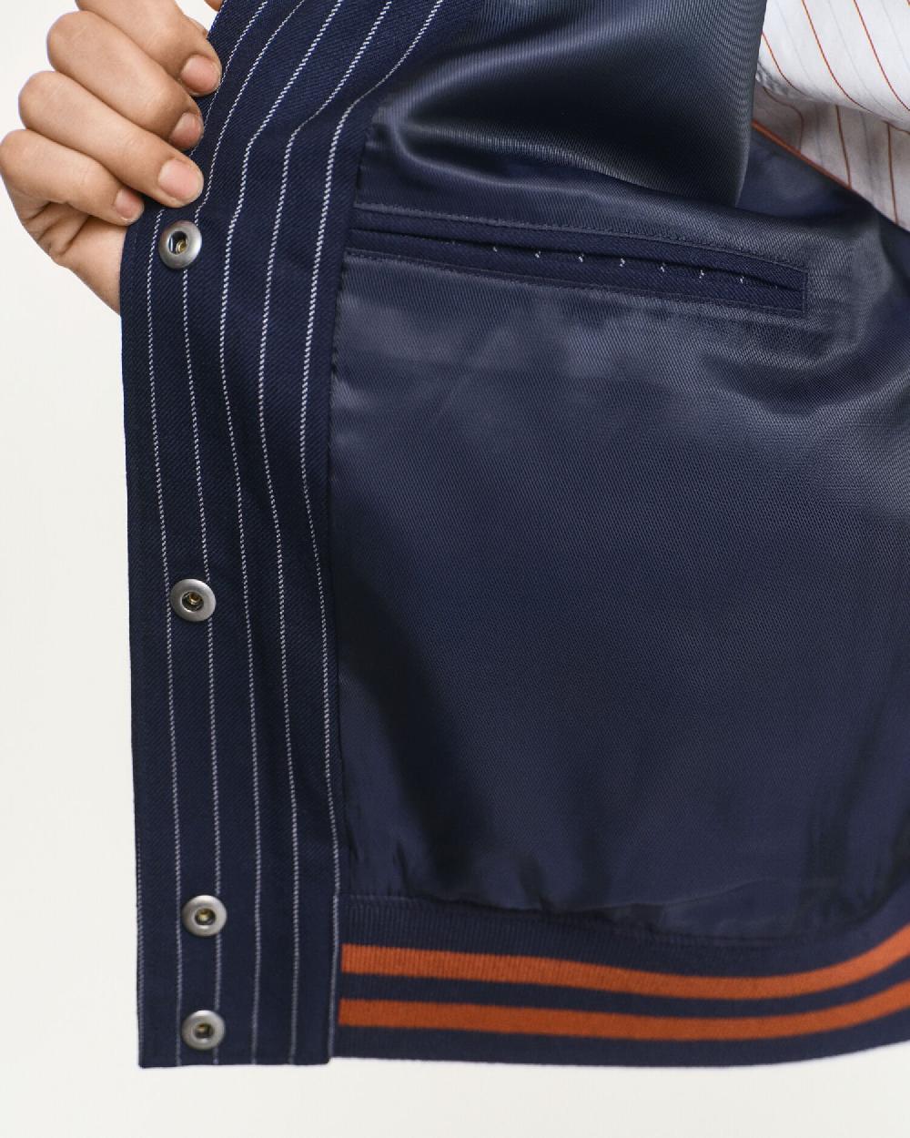Gant Pinstriped Varsity Jacket Evening Blue