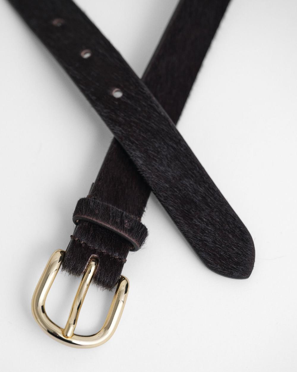 Gant Pony Hair Leather Belt Deep Brown