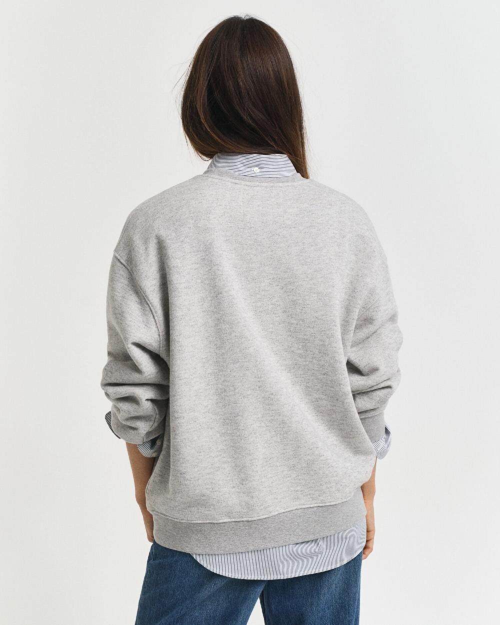 Gant Printed Crew Neck Sweatshirt Grey Melange