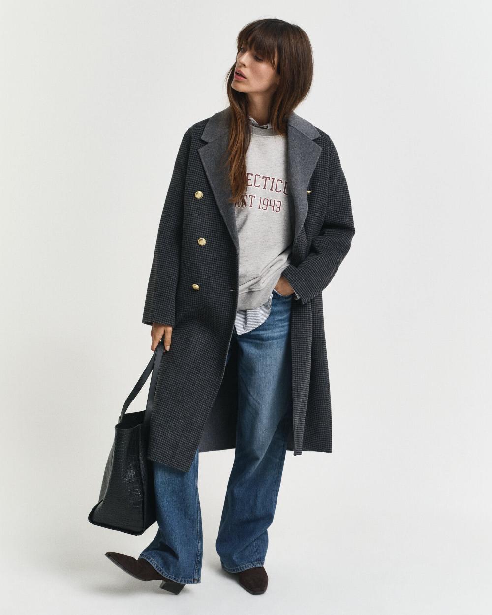 Gant Printed Crew Neck Sweatshirt Grey Melange