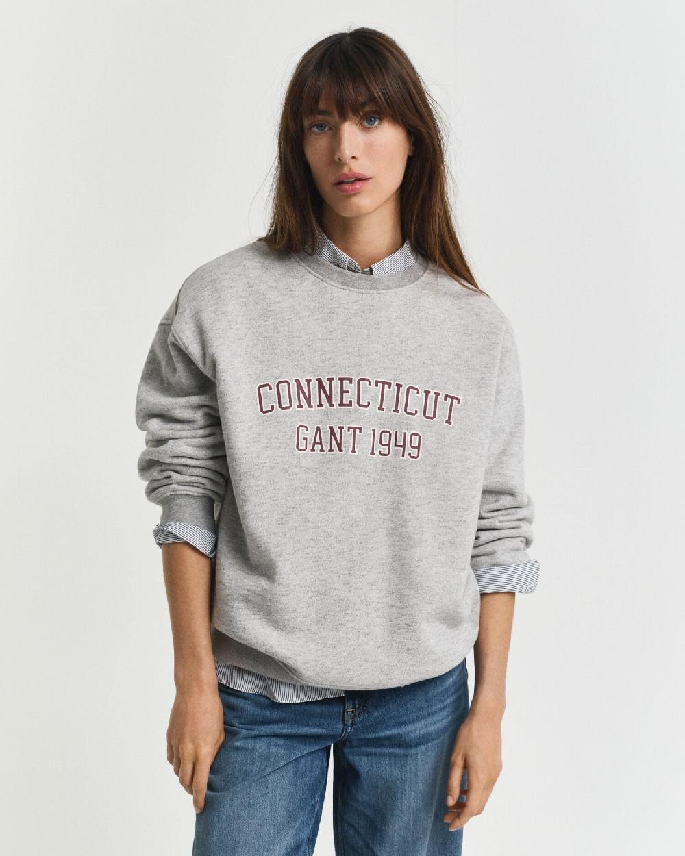 gant Printed Crew Neck Sweatshirt grey melange