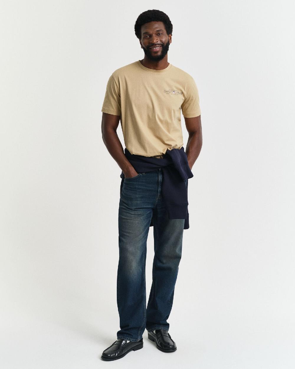 Gant Printed Graphic T-Shirt Oak Beige