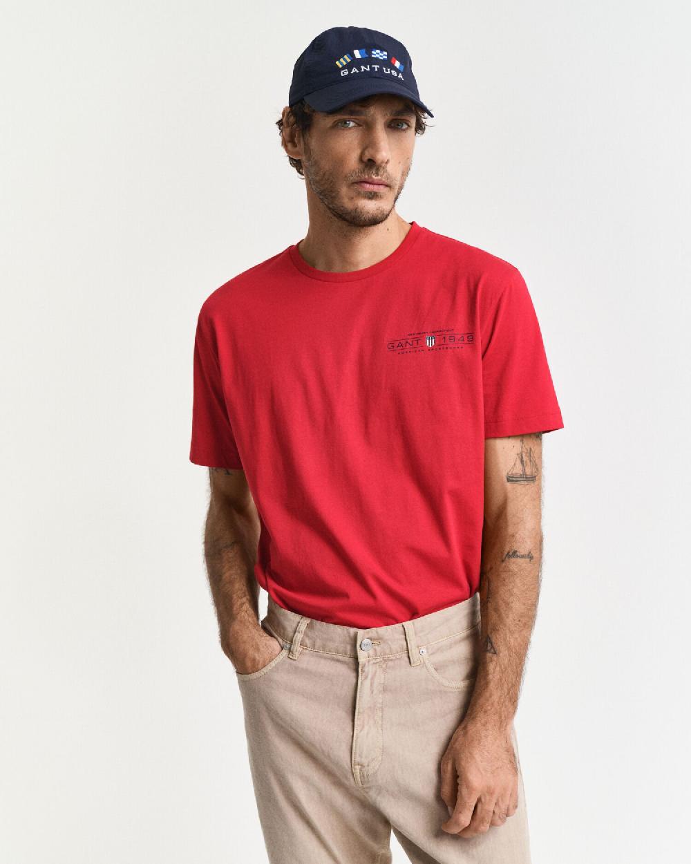 gant Printed Graphic T-Shirt ruby red
