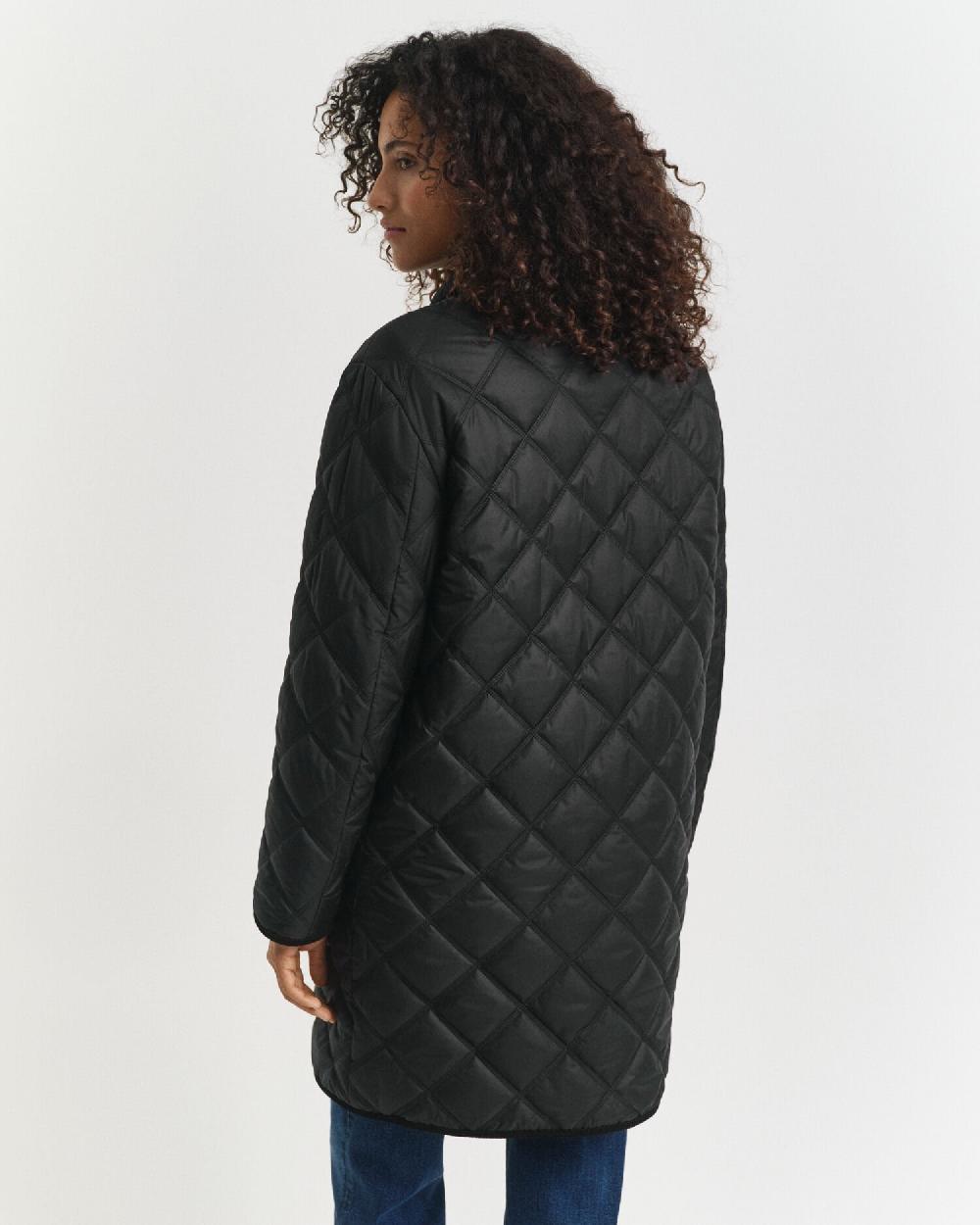 Gant Quilted Corduroy Trim Coat Black