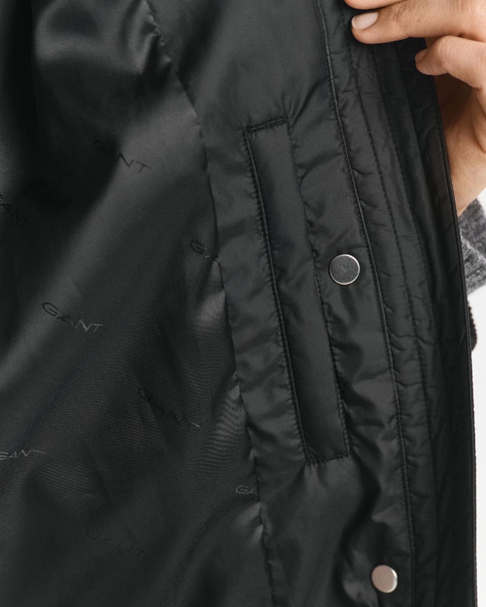 Gant Quilted Corduroy Trim Coat Black