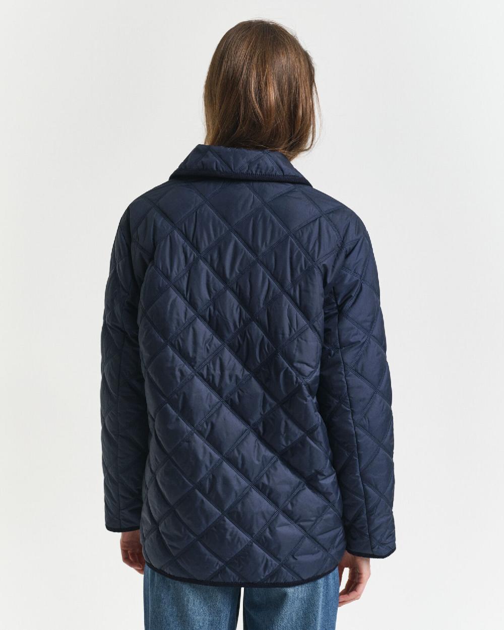 Gant Quilted Corduroy Trim Jacket Evening Blue