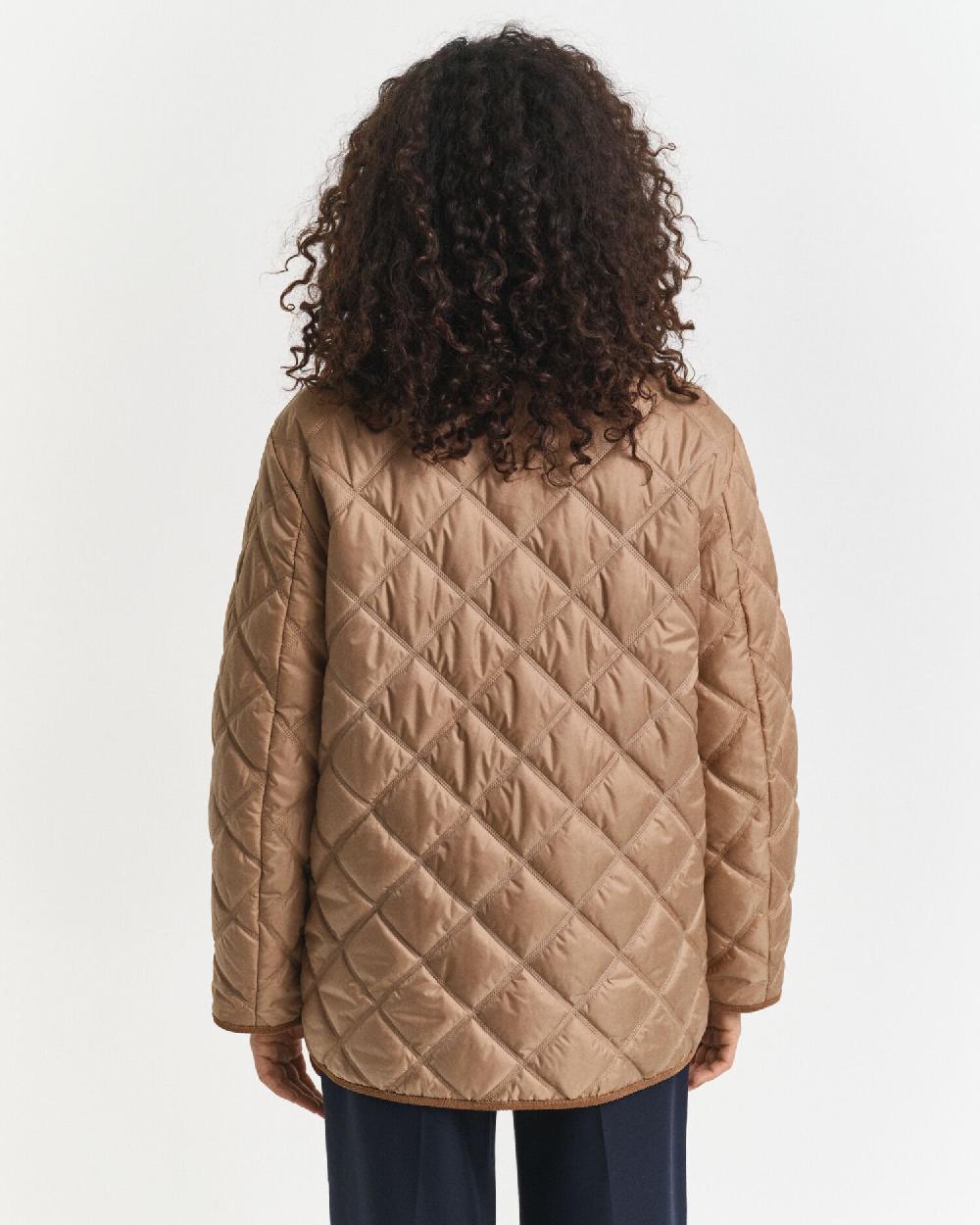 Gant Quilted Corduroy Trim Jacket Warm Khaki