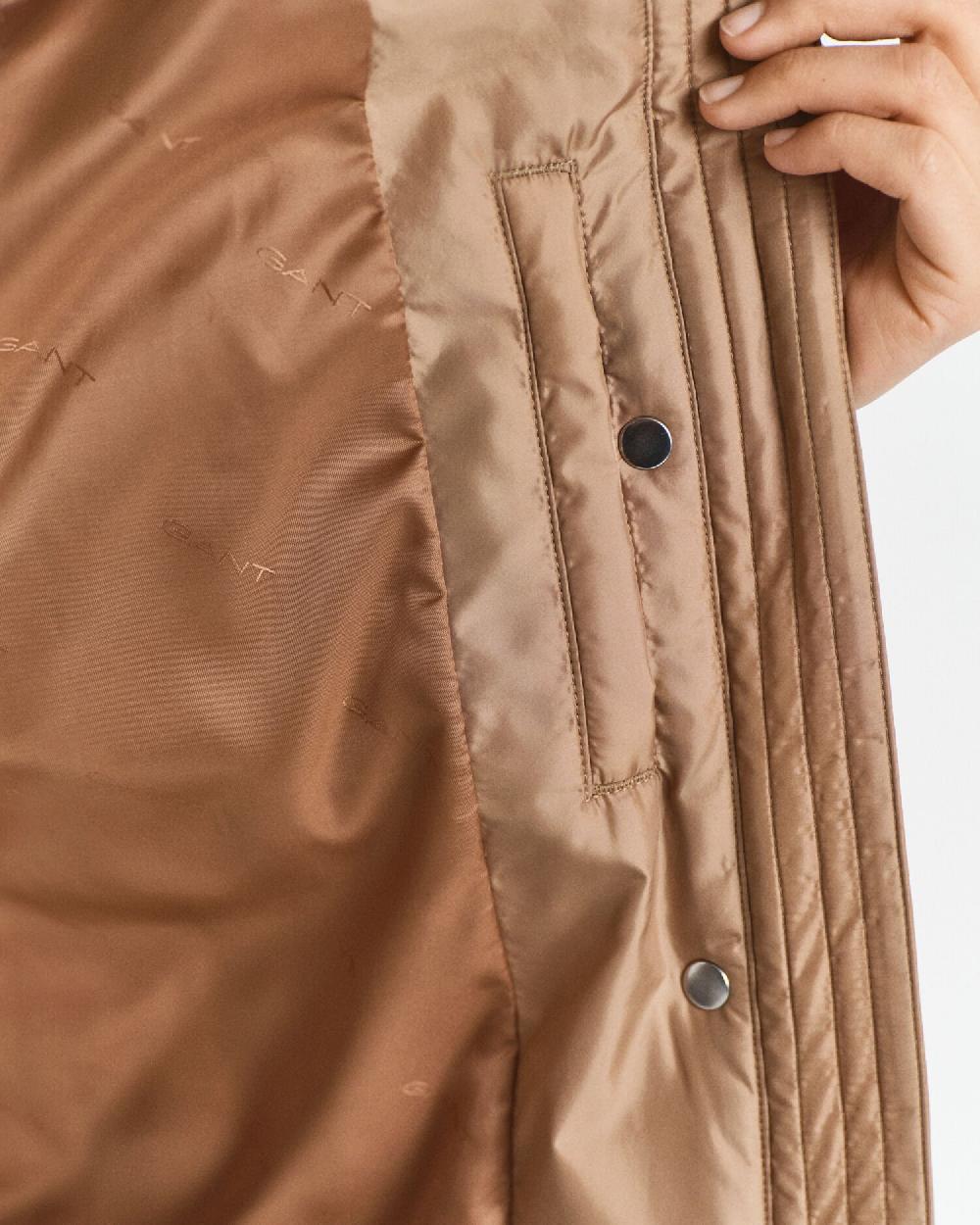 Gant Quilted Corduroy Trim Jacket Warm Khaki