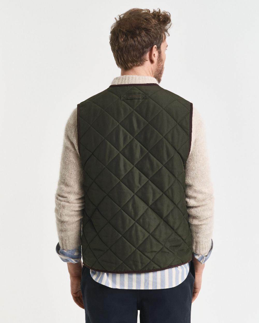 Gant Quilted Fleece Vest Dark Moss Green