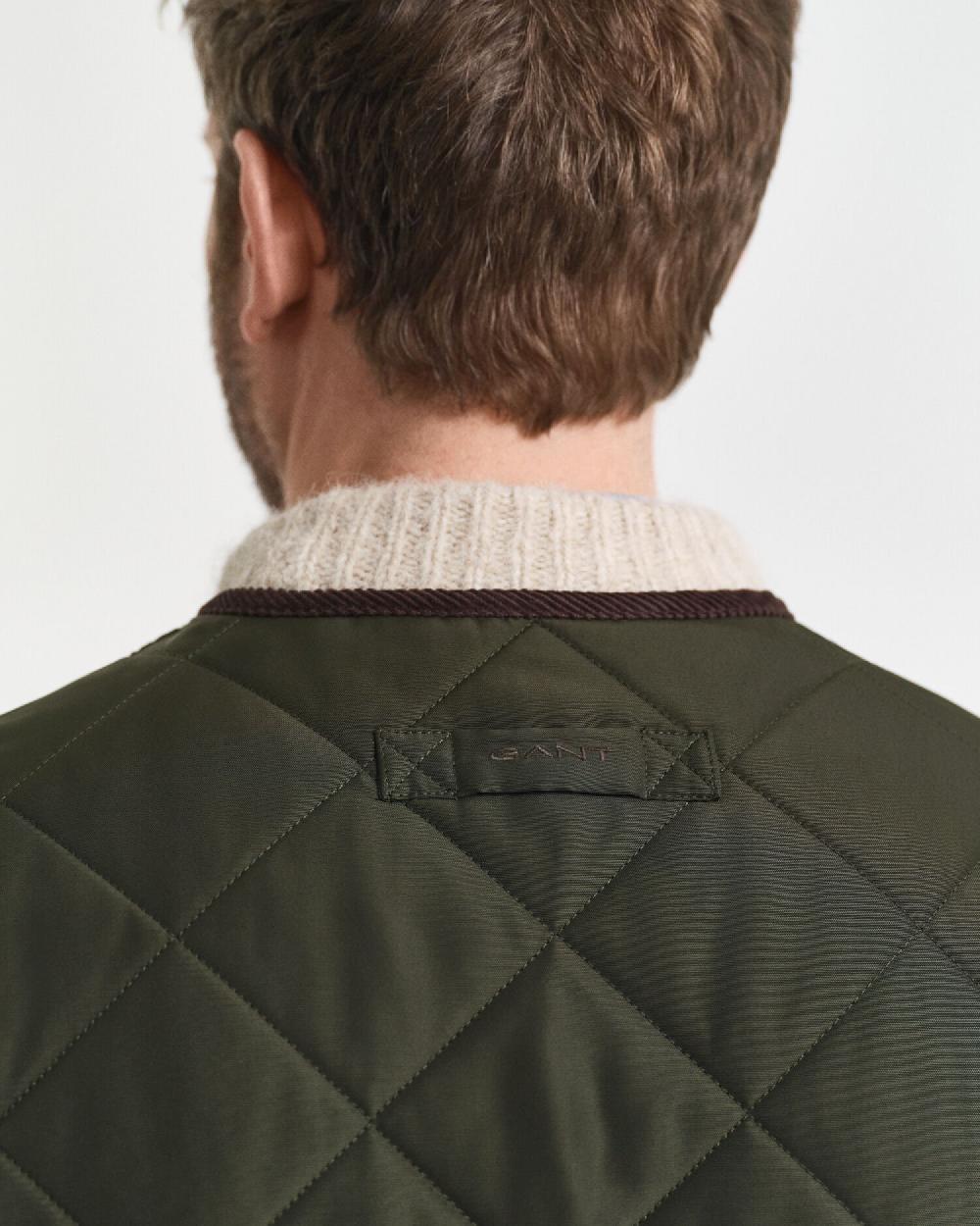 Gant Quilted Fleece Vest Dark Moss Green