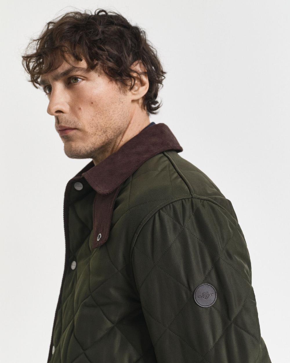Gant Quilted Jacket Dark Moss Green