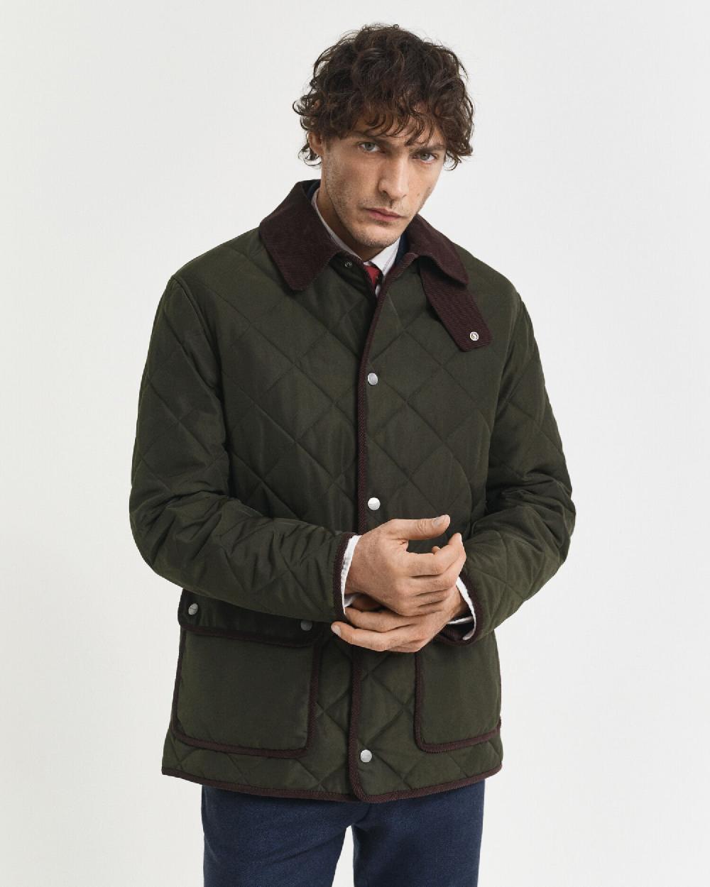 Gant Quilted Jacket Dark Moss Green