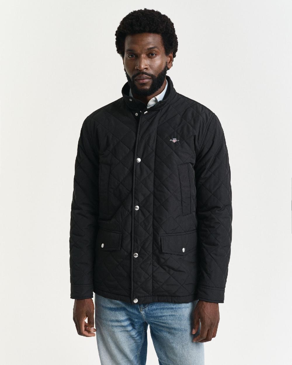 Gant Quilted Windcheater Mid-Length Jacket Black