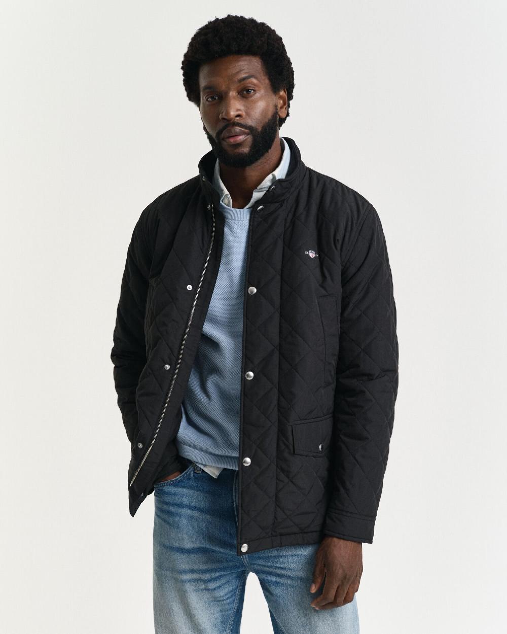 gant Quilted Windcheater Mid-Length Jacket black