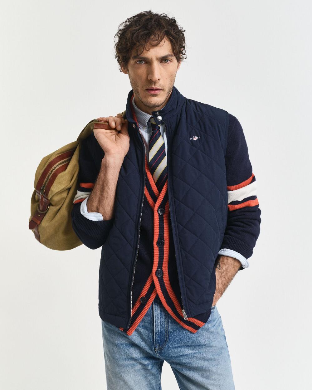 gant Quilted Windcheater Vest evening blue