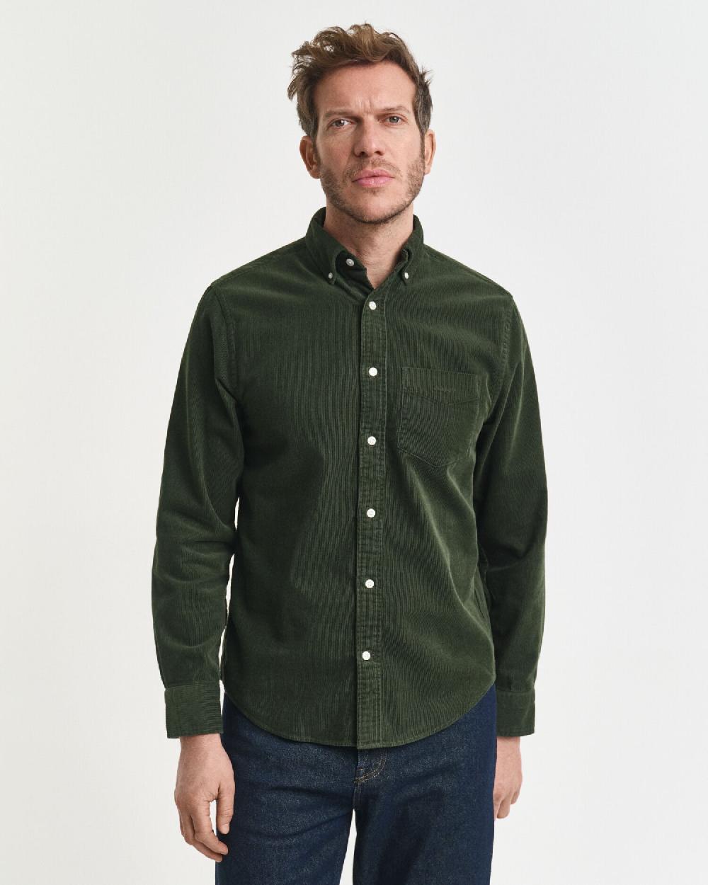 Gant Regular Fit Corduroy Shirt Country Green
