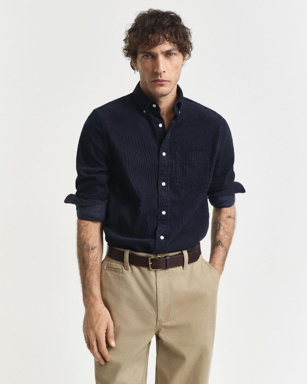 gant Regular Fit Corduroy Shirt evening blue