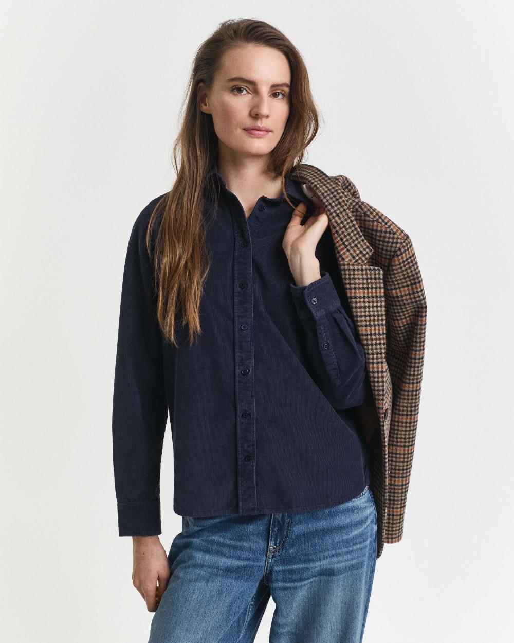 gant Regular Fit Corduroy Shirt evening blue