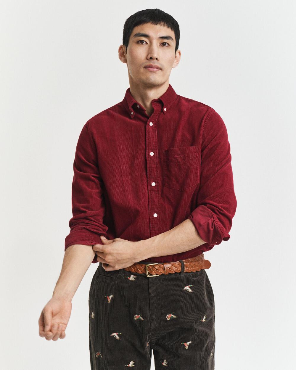 gant Regular Fit Corduroy Shirt plumped red