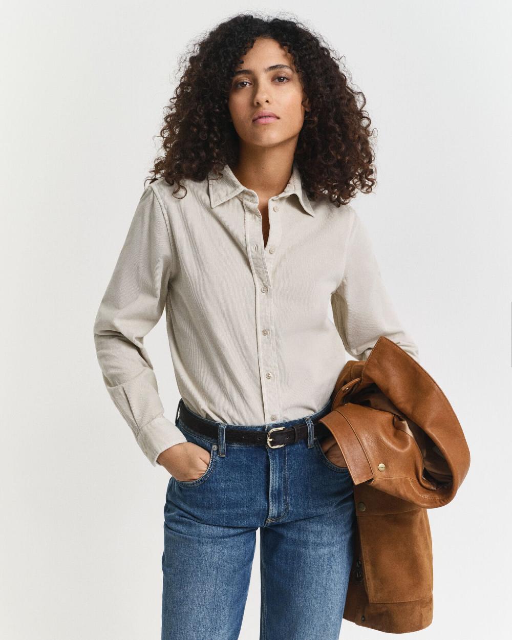 gant Regular Fit Corduroy Shirt putty